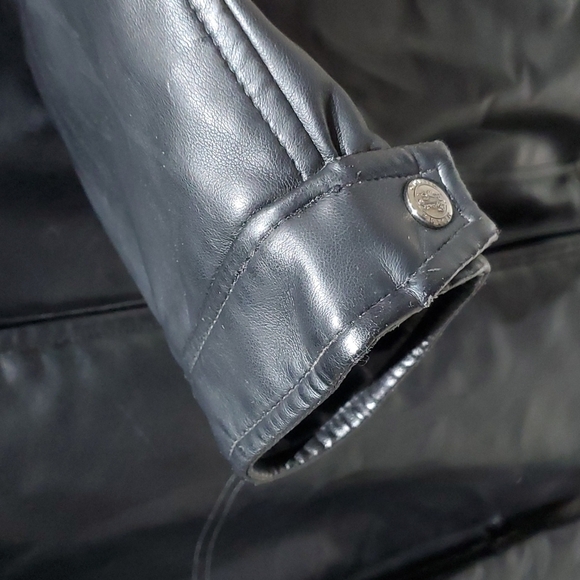 MENS COLLEZIONE MILANO REPORTER RDG BLACK LEATHER COAT SIZE XL CITY BOY WINTER - Picture 5 of 16